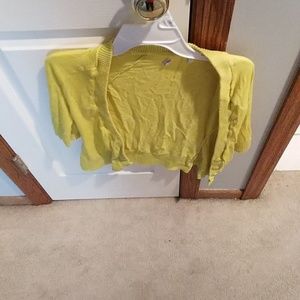 A yellow cardigan